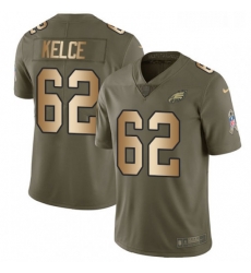 Youth Nike Philadelphia Eagles 62 Jason Kelce Limited OliveGold 2017 Salute to Service NFL Jersey