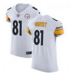 Men Nike 81 Zach Gentry Pittsburgh Steelers Elite White Vapor Untouchable Jersey