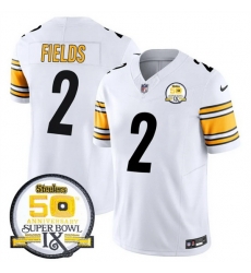 Men Pittsburgh Steelers 2 Justin Fields White 2024 F U S E 50th Anniversary Of Super Bowl IX Alternate Vapor Untouchable Limited Stitched Jersey