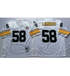 Men Pittsburgh Steelers 58 Jack Lambert White M&N Throwback Jersey