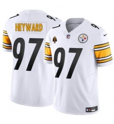 Men Pittsburgh Steelers 97 Cameron Heyward White F U S E  With Walter Payton Patch Vapor Untouchable Limited Stitched Jersey