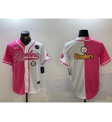 Men Pittsburgh Steelers Big Logo 2024 Arctic Red White Salute To Service Stitched Baseball Jersey 8