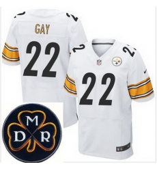 Men's Nike Pittsburgh Steelers #22 William Gay White Stitched NFL Elite MDR Dan Rooney Patch Jersey