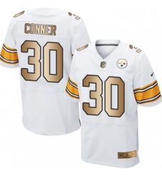 Mens Nike Pittsburgh Steelers 30 James Conner Elite WhiteGold NFL Jersey