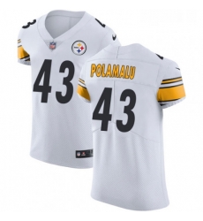 Mens Nike Pittsburgh Steelers 43 Troy Polamalu White Vapor Untouchable Elite Player NFL Jersey