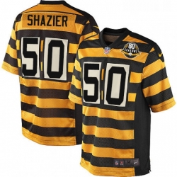 Mens Nike Pittsburgh Steelers 50 Ryan Shazier Limited YellowBlack Alternate 80TH Anniversary Throwback NFL Jersey