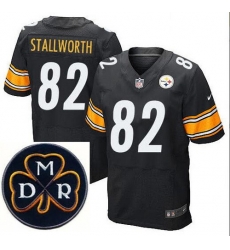 Men's Nike Pittsburgh Steelers #82 John Stallworth Elite Black NFL MDR Dan Rooney Patch Jersey