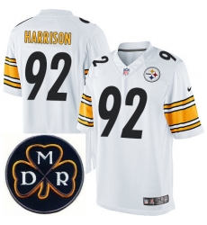 Men's Nike Pittsburgh Steelers #92 James Harrison White MDR Dan Rooney Patch Jerseys