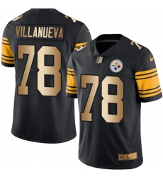 Nike Steelers #78 Alejandro Villanueva Black Mens Stitched NFL Limited Gold Rush Jersey