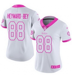 Nike Steelers #88 Darrius Heyward Bey White Pink Womens Stitched NFL Limited Rush Fashion Jersey