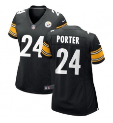 Women Pittsburgh Steelers 24 Joey Porter Jr  Black 2023 Draft Stitched Game Jersey