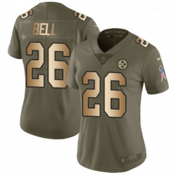 Womens Nike Pittsburgh Steelers 26 LeVeon Bell Limited OliveGold 2017 Salute to Service NFL Jersey