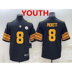 Youth Pittsburgh Steelers 8 Kenny Pickett Black Color Rush Stitched NFL Nike Limited Jersey