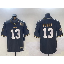 Men San Francisco 49ers 13 Brock Purdy Black Patch Vapor Limited Stitched Football Jersey