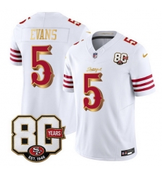 Men San Francisco 49ers 5 Mike Evans White Gold 80th Anniversary Patch Rivalries 2026 F U S E Vapor Untouchabl Limited Stitched Football Jersey Men San Francisco 49ers 5 Mike Evans White Gold 80th Anniversary Patch Rivalries 2026 F U S E Vapor Untouchabl Limited Stitched Football Jersey