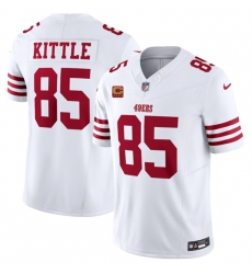 Men San Francisco 49ers 85 George Kittle White 2023 F U S E  With 4 Star C Patch Vapor Untouchable Limited Stitched Football Jersey