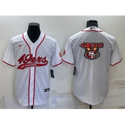 Men San Francisco 49ers White Team Big Logo With Patch Cool Base Stitched Baseball Jersey