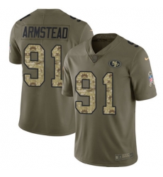 Nike 49ers #91 Arik Armstead Olive Camo Mens Stitched NFL Limited 2017 Salute To Service Jersey