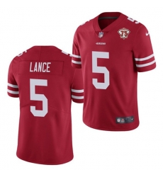 Nike San Francisco 49ers 5 Trey Lance Red 75th Anniversary Vapor Untouchable Limited Jersey