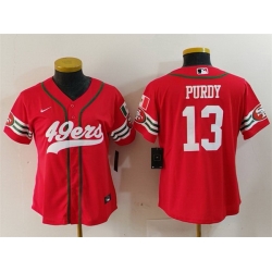 Women San Francisco 49ers 13 Brock Purdy Red Mexico With Patch Cool Base Stitched Baseball Jersey