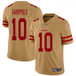 49ers #10 Jimmy Garoppolo Gold Youth Stitched Football Limited Inverted Legend Jersey