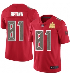 Men Nike Tampa Bay Buccaneers 81 Antonio Brown Red Men Super Bowl LV Champions Patch Stitched NFL Limited Rush Jersey