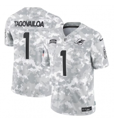 Men Miami Dolphins 1 Tua Tagovailoa 2024 Arctic Camo Salute To Service Limited Stitched Football Jersey