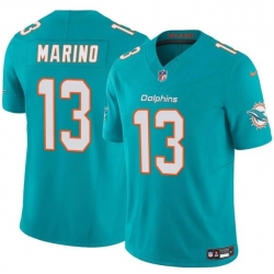 Men Miami Dolphins 13 Dan Marino Aqua 2023 F U S E Vapor Limited Stitched Football Jersey