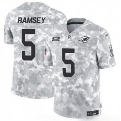 Men Miami Dolphins 5 Jalen Ramsey 2024 F U S E Arctic Camo Salute To Service Limited Stitched Football Jersey