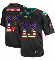 Mens Nike Miami Dolphins 13 Dan Marino Elite Black USA Flag Fashion NFL Jersey