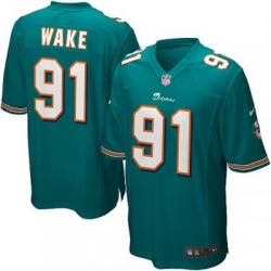 Youth Nike Miami Dolphins 91# Cameron Wake Game Green Color Jersey