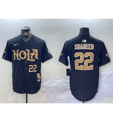 Men New Orleans Saints 22 Rashid Shaheed Black Cool Base Stitched Baseball Jersey 1