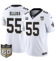 Men New Orleans Saints 55 Kaden Elliss White 2026 F U S E With 1 Star C Patch And 60th Anniversary Patch Vapor Limited Football Stitched Jersey Men New Orleans Saints 55 Kaden Elliss White 2026 F U S E With 1 Star C Patch And 60th Anniversary Patch Vapor Limited Football Stitched Jersey