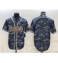 Men New Orleans Saints Blank Grey Camo With Patch Cool Base Stitched Baseball Jerse