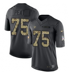 Nike Saints #75 Andrus Peat Black Mens Stitched NFL Limited 2016 Salute To Service Jersey
