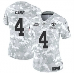 Women New Orleans Saints 4 Derek Carr 2024 F U S E Arctic Camo Salute To Service Limited Stitched Football Jersey