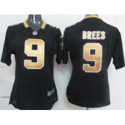 Womens Nike New Orleans Saints 9 Brees Black Nike NFL Jerseys