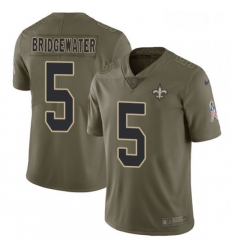 Youth Nike New Orleans Saints 5 Teddy Bridgewater Limited Olive 2017 Salute to Service NFL Jersey