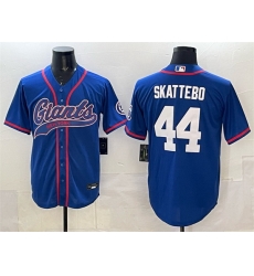 Men New York Giants 44 Cam Skattebo Royal With Patch Cool Base Stitched Baseball Jersey Men New York Giants 44 Cam Skattebo Royal With Patch Cool Base Stitched Baseball Jersey