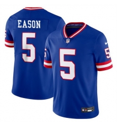 Men New York Giants 5 Jacob Eason Royal Throwback Limited Stitched Jersey