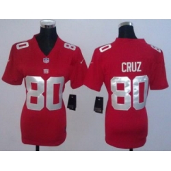 Women NEW New York Giants 80# Victor Cruz Red NFL Jerseys