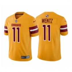 Men's Washington Commanders #11 Carson Wentz Gold Burgundy Stitched Jersey Trade