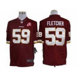 Nike NFL Washington Redskins #59 London Fletcher Red Jersey W 80TH Pa-tch(Limited)