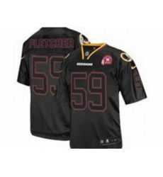 Nike Washington Redskins 59 London Fletcher Black Elite 80TH Patch Lights Out NFL Jersey