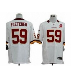 Nike Washington Redskins 59 London Fletcher white Elite 80TH Patch NFL Jersey