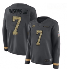 Redskins #7 Dwayne Haskins Jr Anthracite Salute to Service Women Stitched Football Limited Therma Long Sleeve Jersey