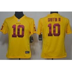 Women Nike Washington Redskins 10# Robert Griffin III Yellow Nike NFL Jerseys