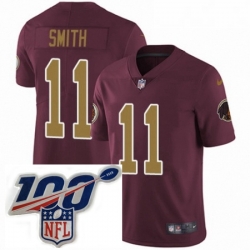 Youth Nike Washington Redskins 11 Alex Smith Burgundy RedGold Number Alternate 80TH Anniversary Vapor Untouchable Limited Stitched 100th anniversary Neck P