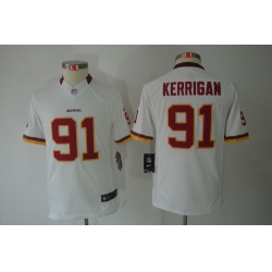 Youth Nike Washington Redskins 91# Kerrigan White Limited Jerseys