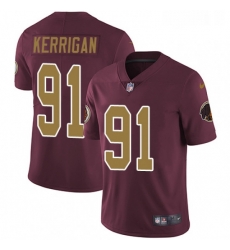 Youth Nike Washington Redskins 91 Ryan Kerrigan Burgundy RedGold Number Alternate 80TH Anniversary Vapor Untouchable Limited Player NFL Jersey